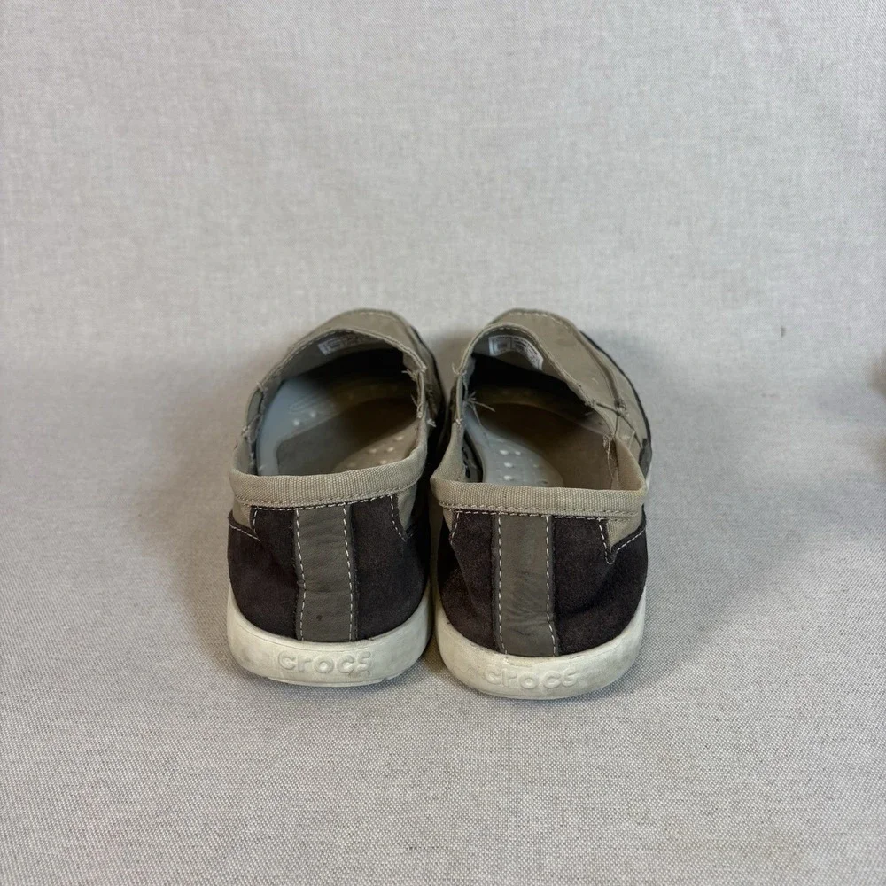 Crocs Beach Line Tan Canvas Men's Size 8 Slip On Boat Shoes‎